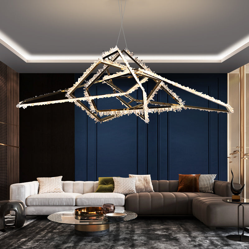 Gina Irregular Modern Living Room Rock Crystal Chandelier