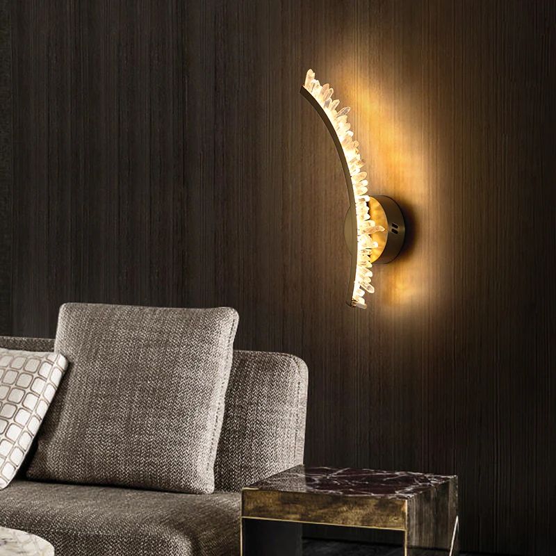 Gina Rock Crystal Bracket Wall Sconce（Silver Finish）