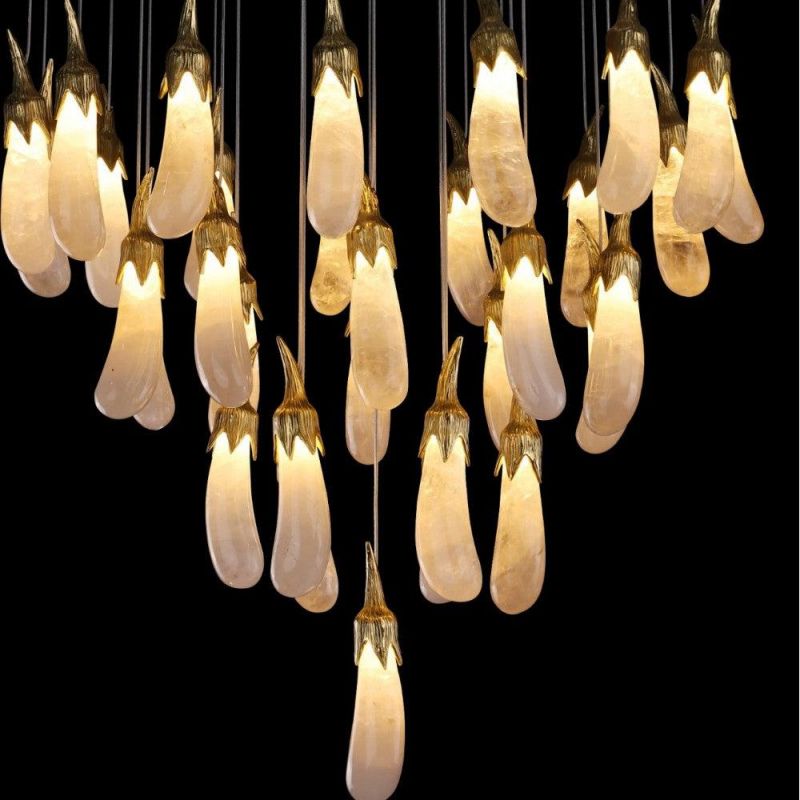 Gina Rock Crystal Eggplant Pendant Light