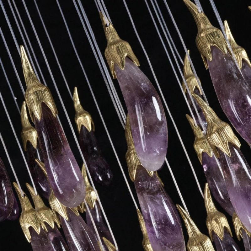 Gina Rock Crystal Eggplant Pendant Light