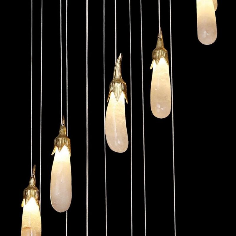 Gina Rock Crystal Eggplant Pendant Light