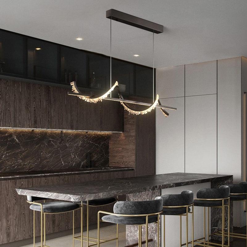 Gina Spiral Rock Crystal Chandelier,Linear Dining Room Chandelier