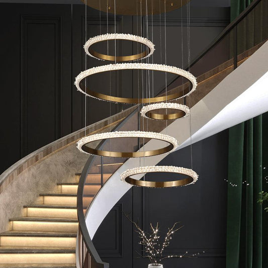 Gina Staircase K9 Crystal Ring Chandelier