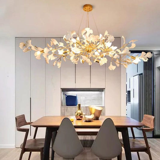 Ceramic Ginkgo C Branch Chandelier