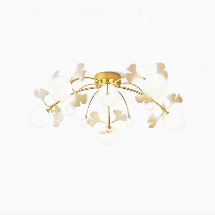 Ceramic Ginkgo Glass Ceiling Lamp