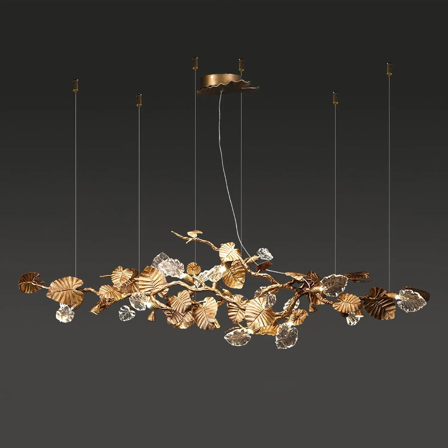 Gold Leaf Crystal Chandelier