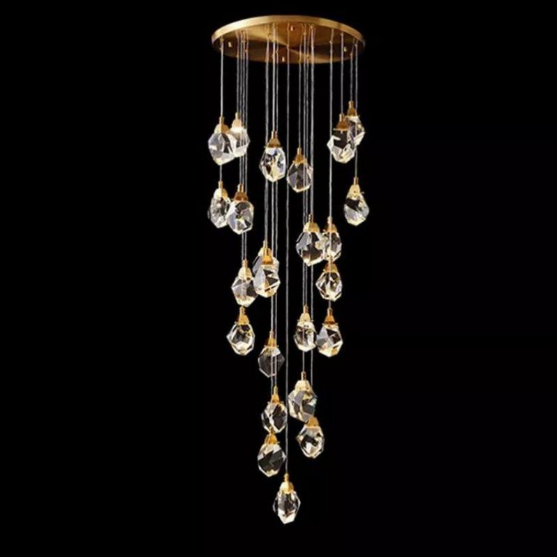 Irene Faceted Crystal Prisms Chandeliers For Staircase