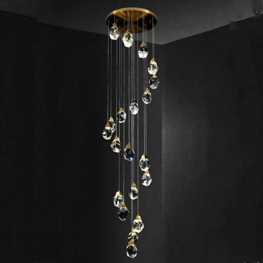 Irene Faceted Crystal Prisms Chandeliers For Staircase