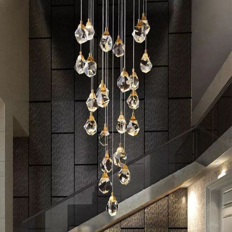 Irene Faceted Crystal Prisms Chandeliers For Staircase