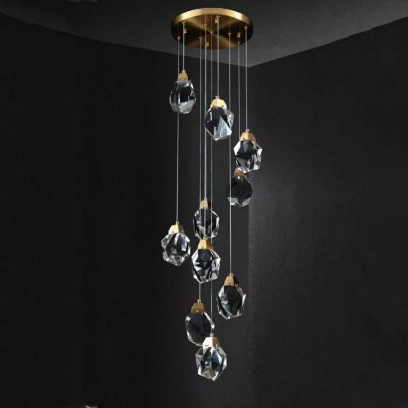 Irene Faceted Crystal Prisms Chandeliers For Staircase