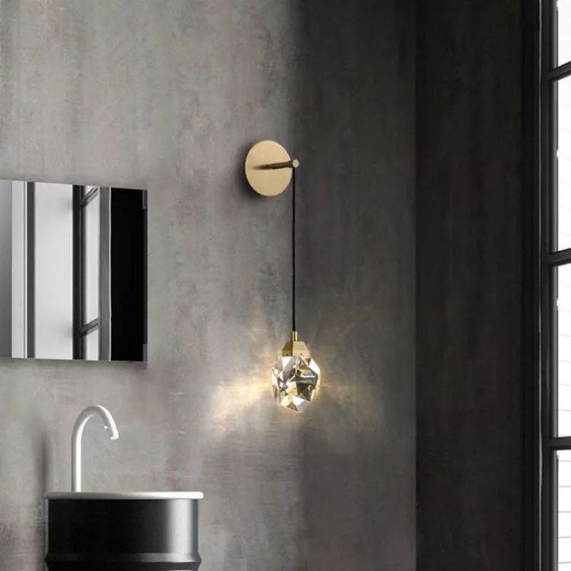 Irene Faceted Crystal Prisms Wall Sconce (Cord)