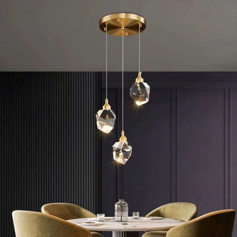 Irene Faceted Round Pendant For Dining Room