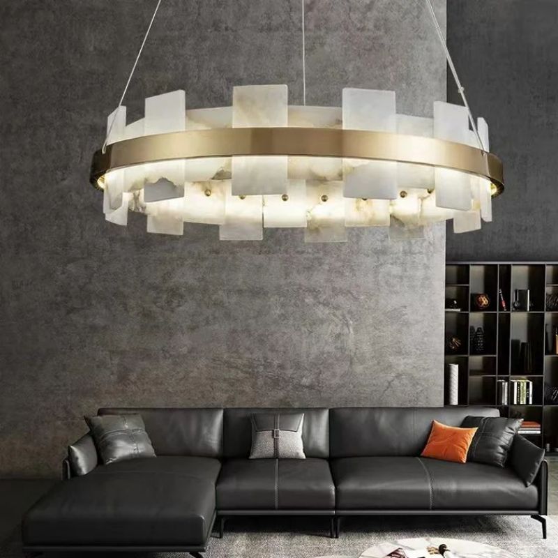 Alabaster Glo Modern Round Chandelier