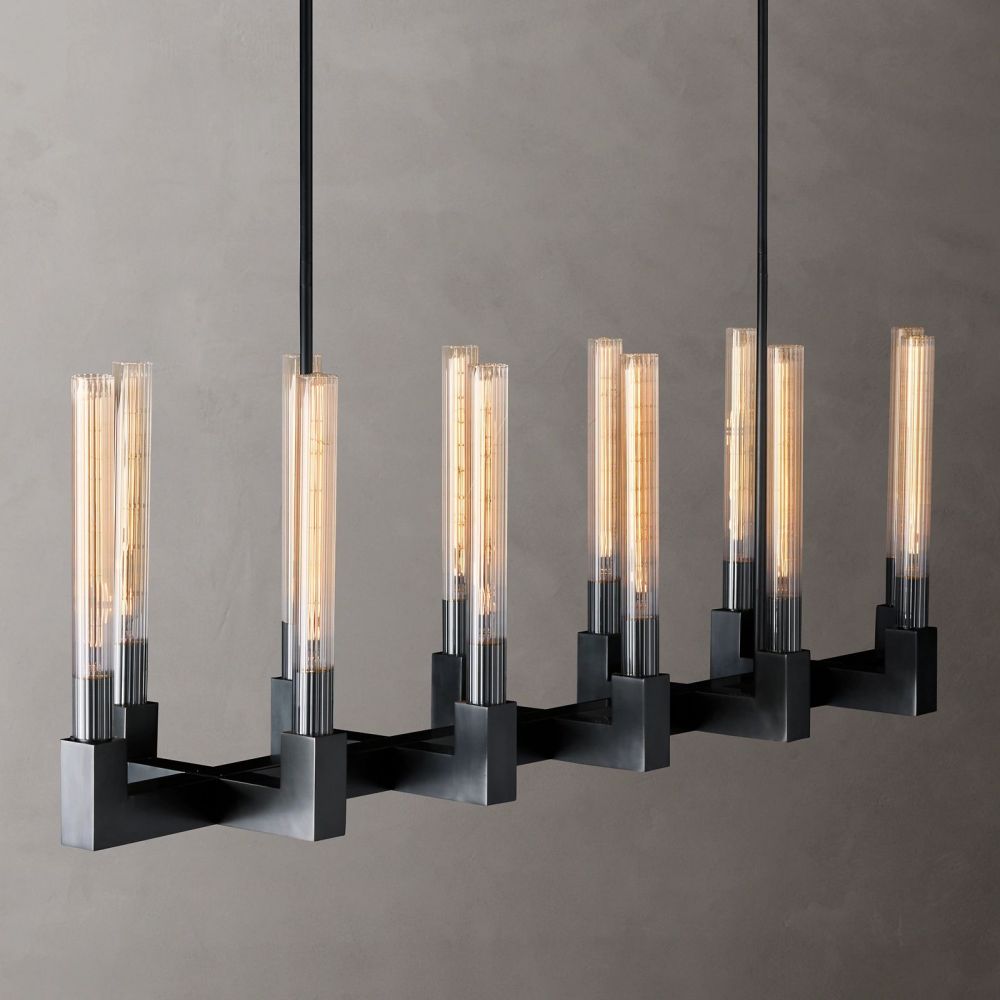 Amorra Candlestick Glass Linear Chandelier