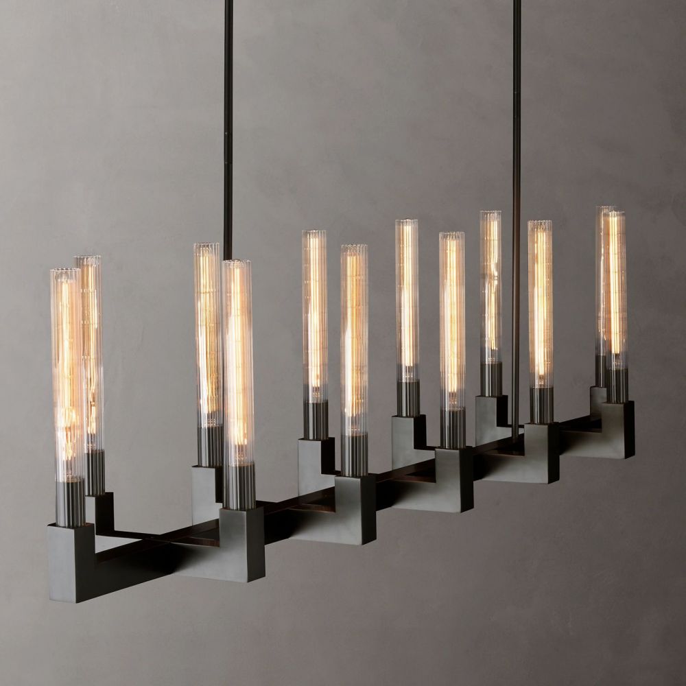 Amorra Candlestick Glass Linear Chandelier