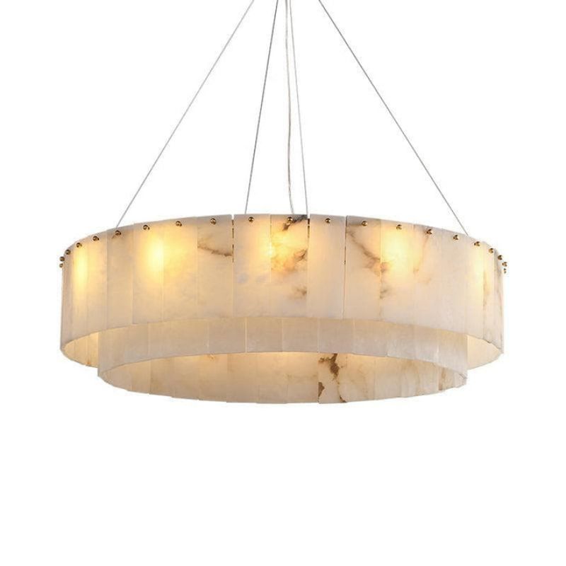 Modern Alabaster 2 tier Round Art Chandelier