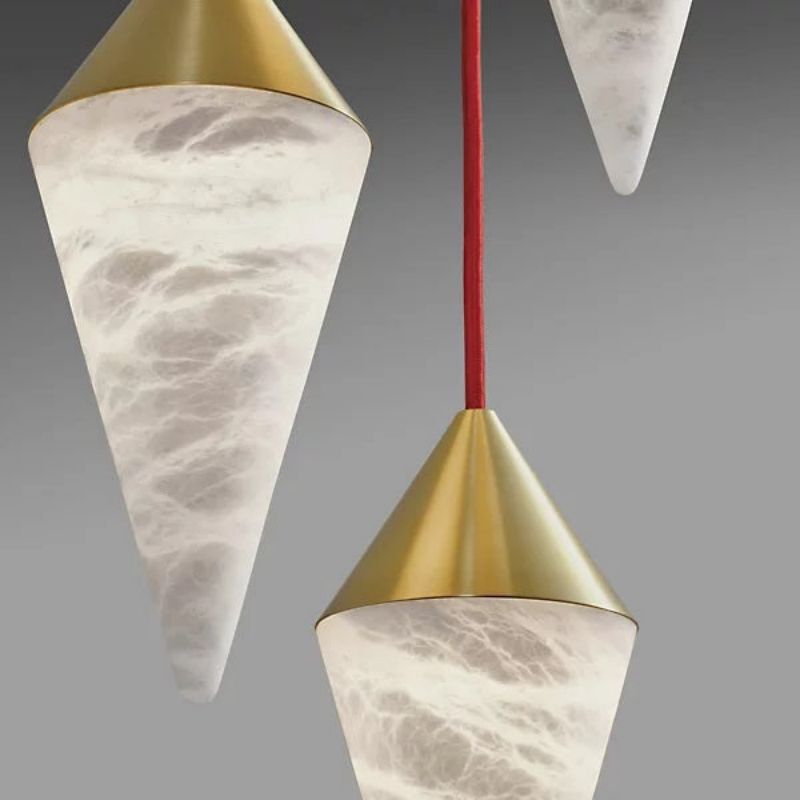 Modern Alabaster Cone Cluster Chandelier