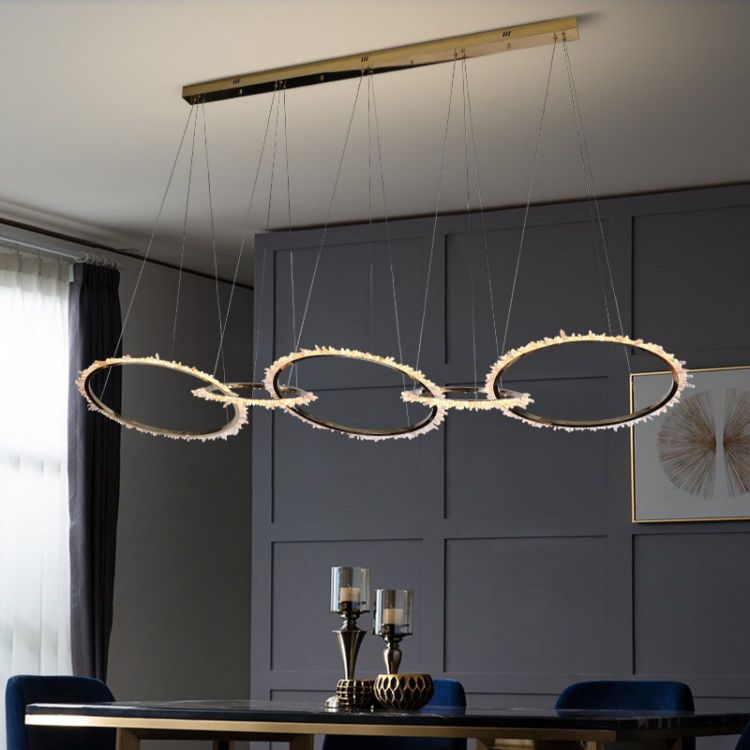 Modern Living Room Crystal 5 Ring Chandelier