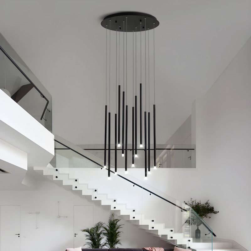 Modernist Slim Tube Pendant Light for Stair Case