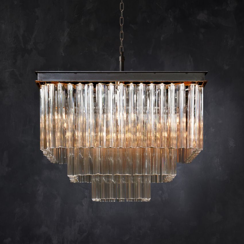 Della Glass Square Chandelier