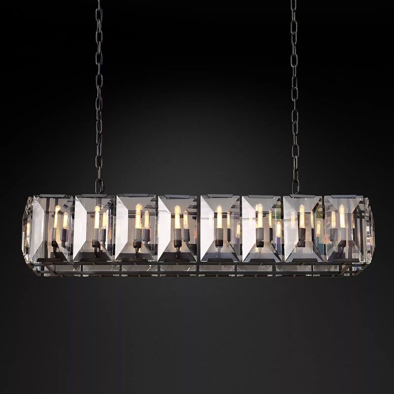 Paula Crystal Rectangular Chandelier 54"