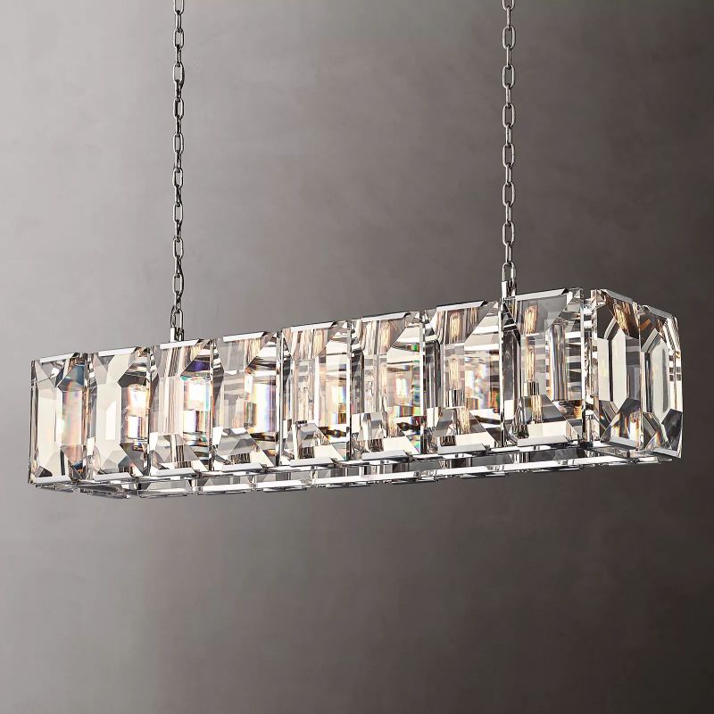 Paula Crystal Rectangular Chandelier 54"