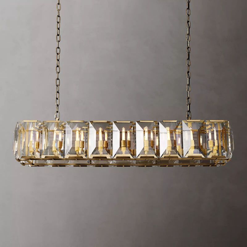 Paula Crystal Rectangular Chandelier 62"