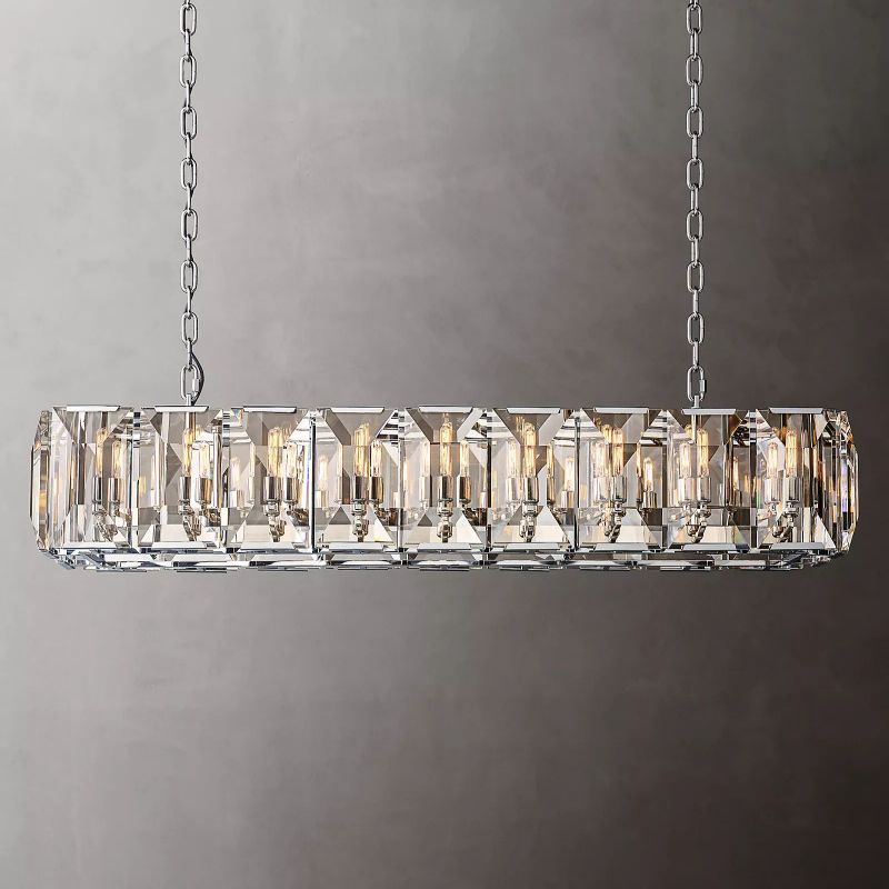 Paula Crystal Rectangular Chandelier 62"