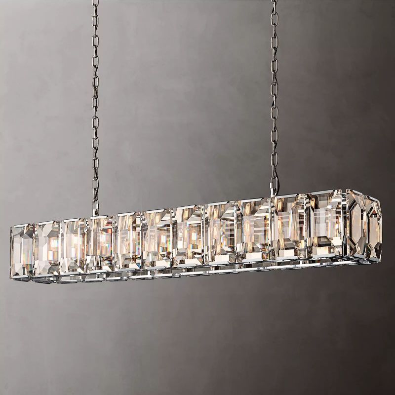 Paula Crystal Rectangular Chandelier 74"