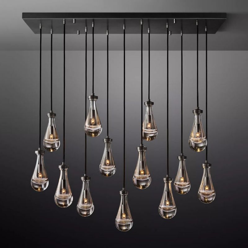 Raindrop Rectangular Chandelier D54" for Dining Room