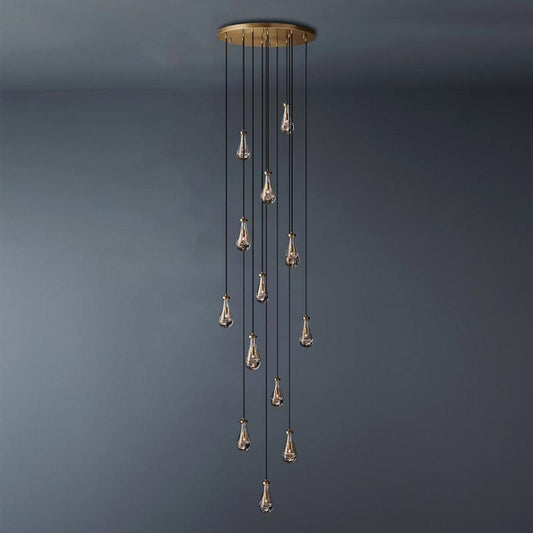 Raindrop Round Long Chandelier Light D36''