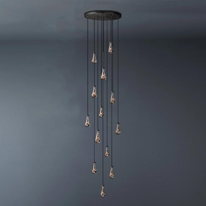 Raindrop Round Long Chandelier Light D36''