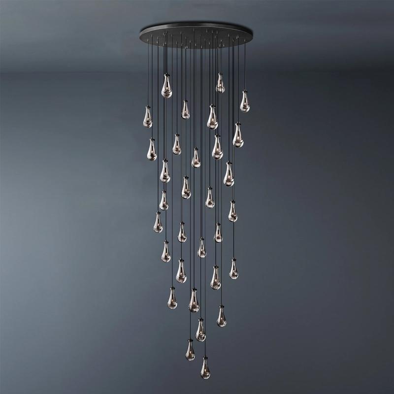 Raindrop Round Long Chandelier Light D60"