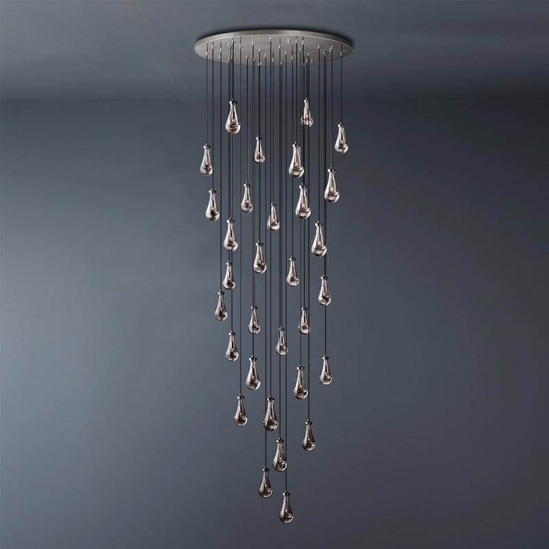 Raindrop Round Long Chandelier Light D60"