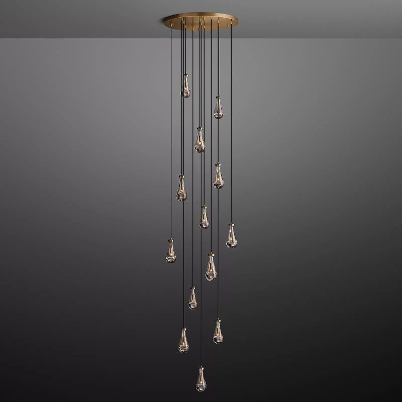 Raindrop Round Long Chandelier Light D36''