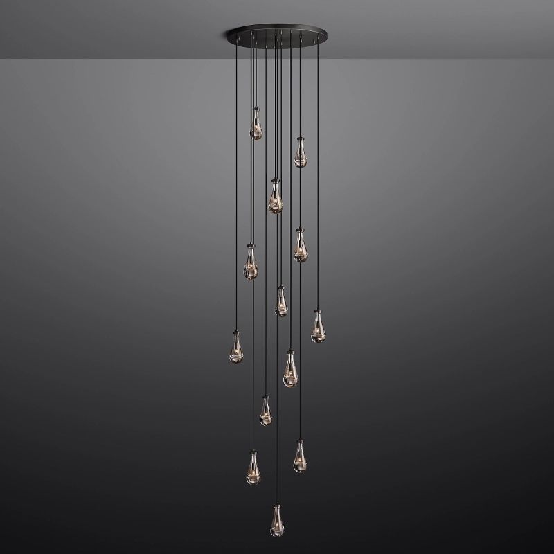 Raindrop Round Long Chandelier Light D36''