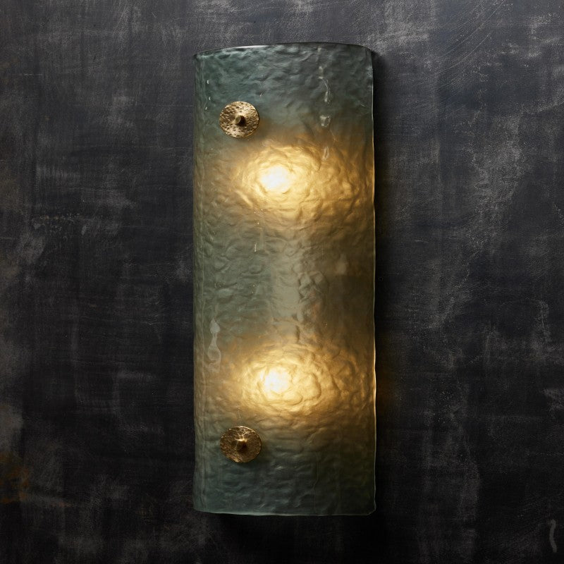 Teal Murano Wall Sconce with Brass Accents