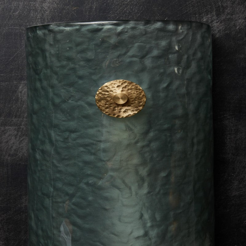 Teal Murano Wall Sconce with Brass Accents