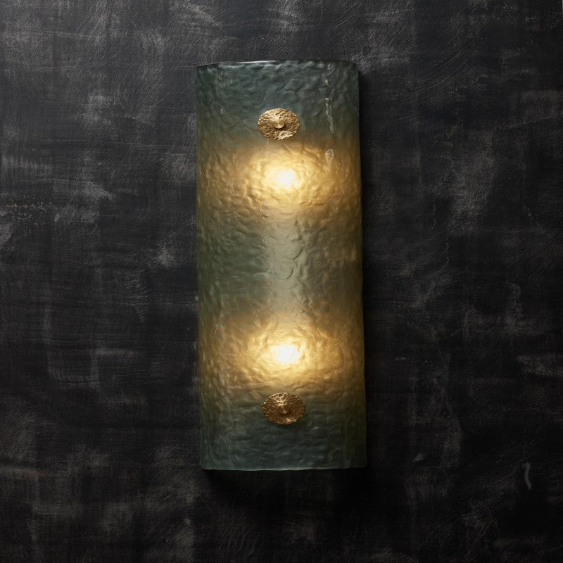 Teal Murano Wall Sconce with Brass Accents