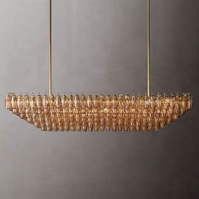 Vicky Smoke Glass Tiered Rectangular Chandelier