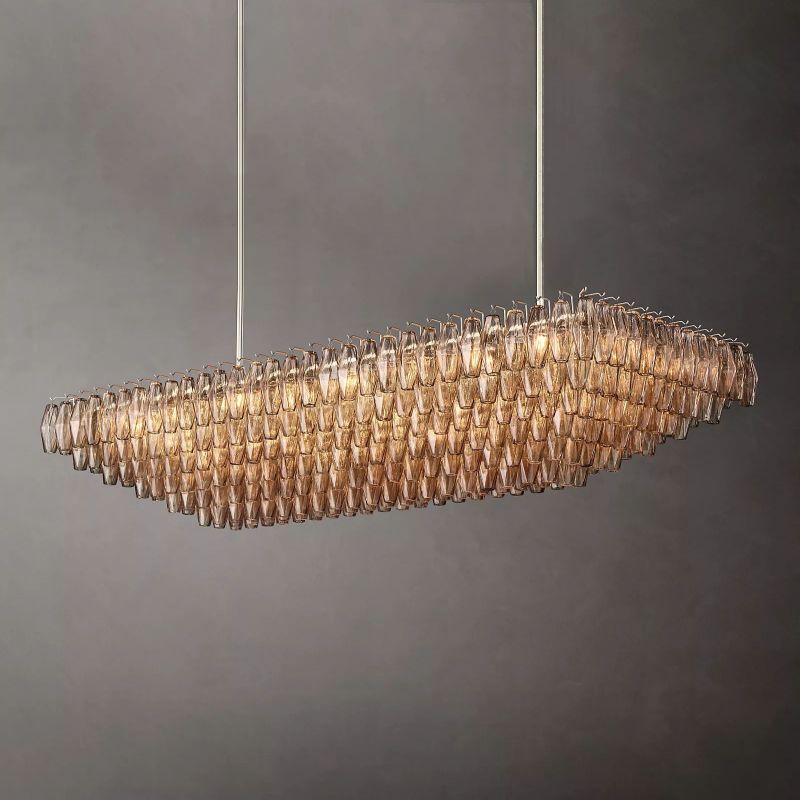Vicky Smoke Glass Tiered Rectangular Chandelier