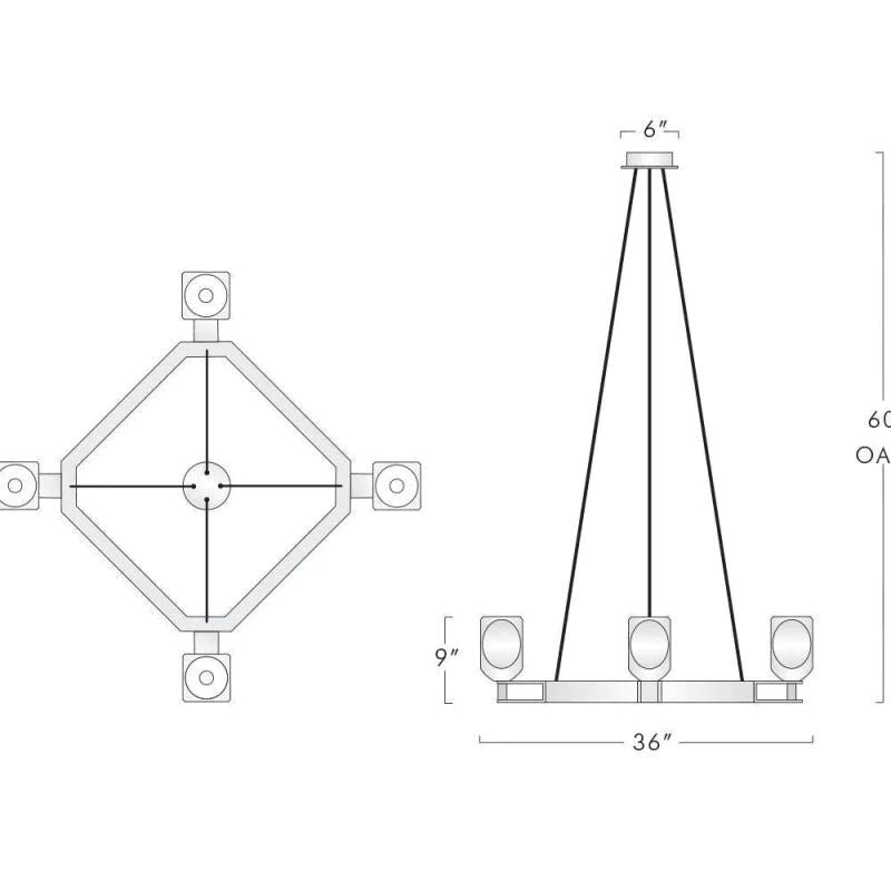 Xenia Contemporary 4-Lights Dining Square Chandelier