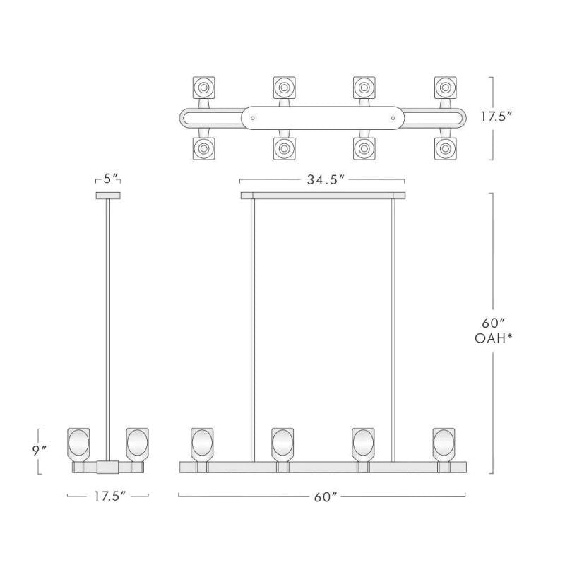 Xenia Contemporary 8-Lights Dining Chandelier