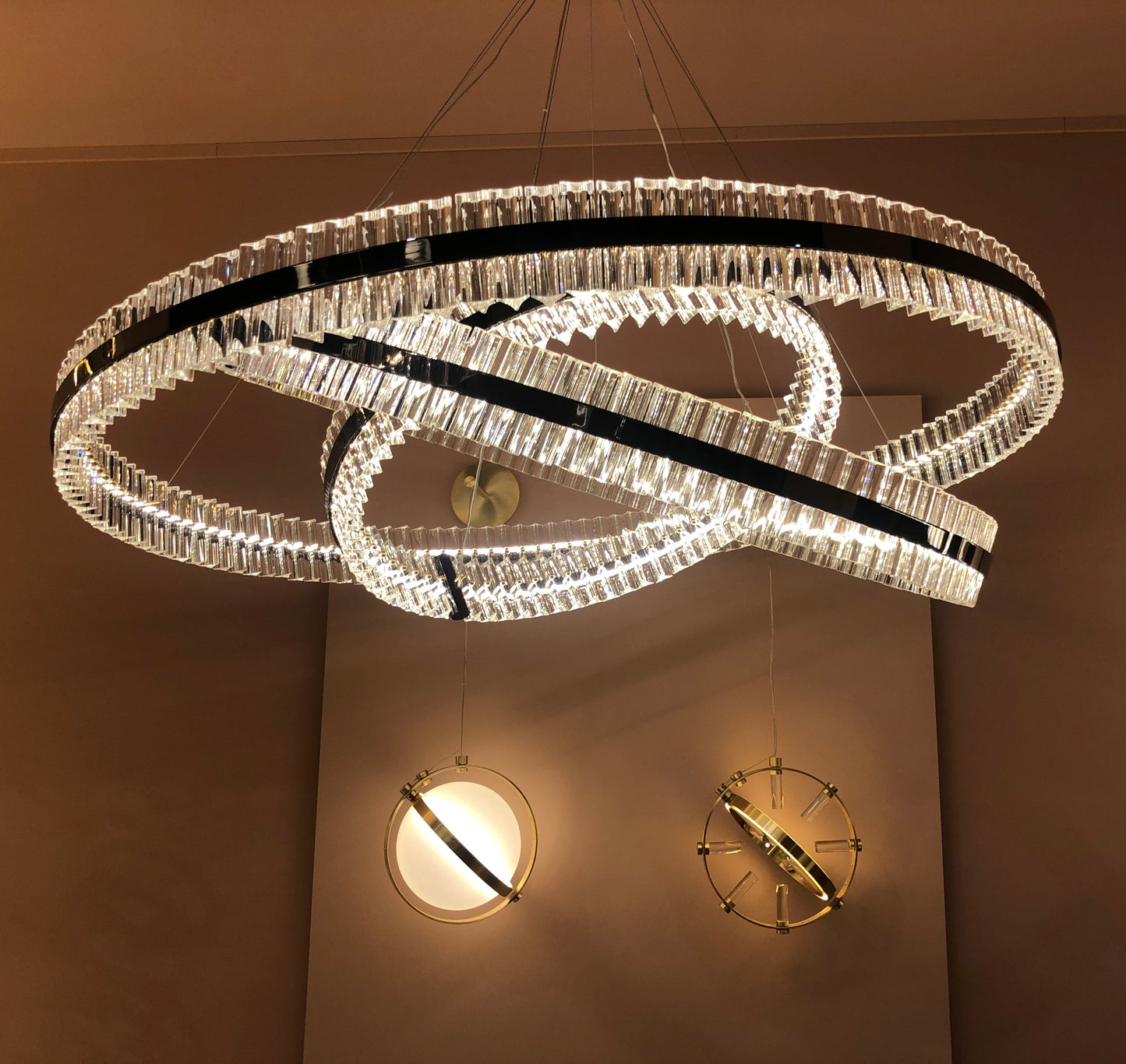 Aquinox 3-Tier Round Crystal Ring LED Chandelier