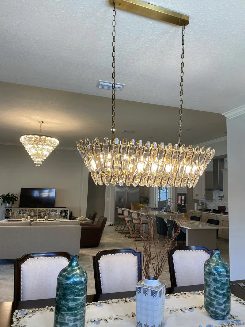 Sol Rectangular Odeon Crystal Chandelier