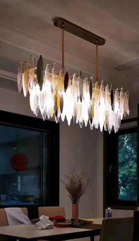 Alba 2-Tier Linear Oval Glass Chandelier