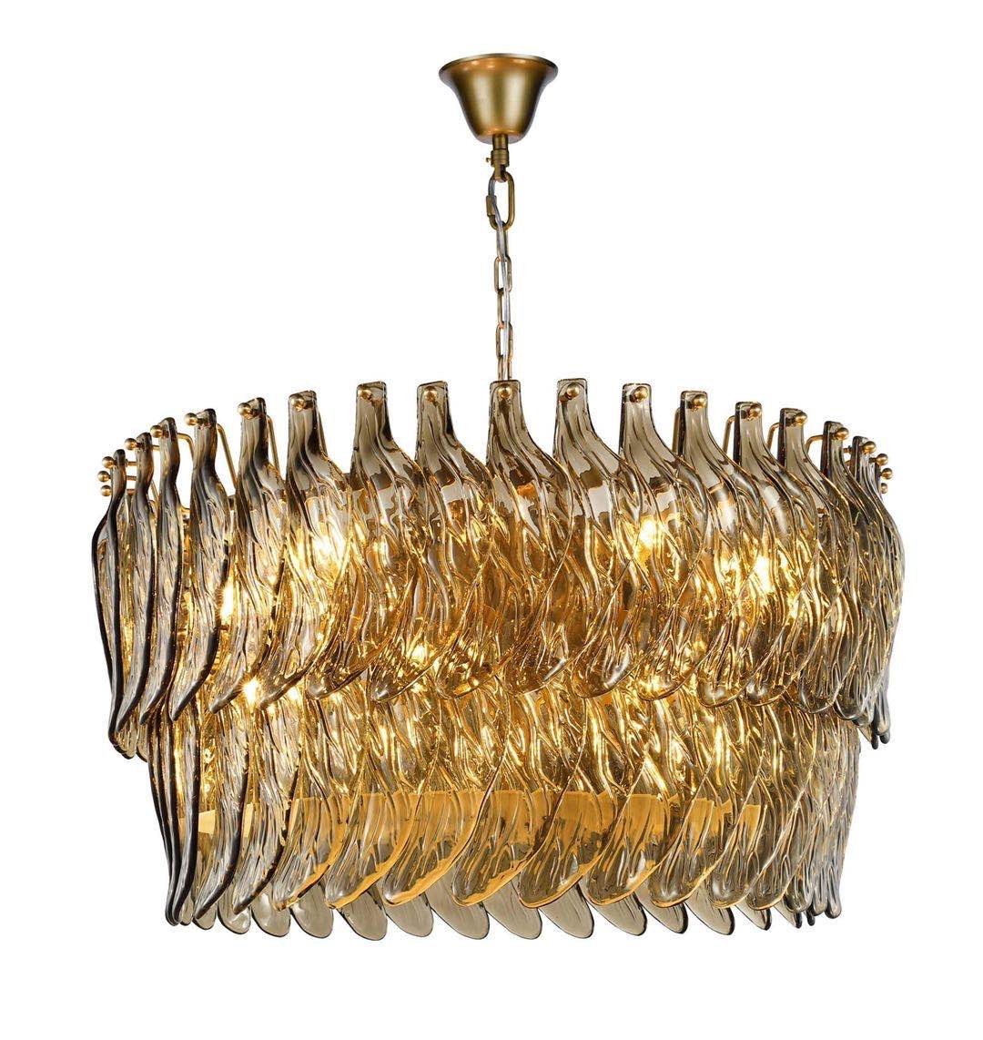 Firoze Glass Leaf Tiered Chandelier