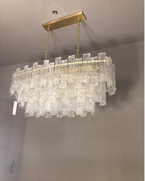 Giovanni Layered Rectangle Glass Chandelier